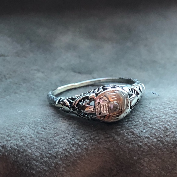 14k white gold filigree ring - Picture 2 of 15